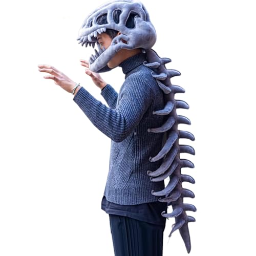 Bonezilla Realistisches Dinosaurier Skelett Kostüm Set Halloween Dino Fossil Monster Skelett Maske Gruseliges Plüsch Zubehör von Generisch