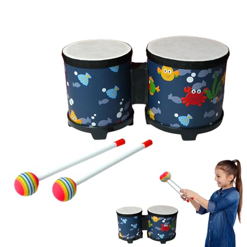 Bongo-Trommel-Set – Kinder-Handtrommel-Instrument Mit 2 Bunten Trommelstöcken, Percussion-Trommel-Spielzeug, Schlaginstrument Für Anfänger von Generisch