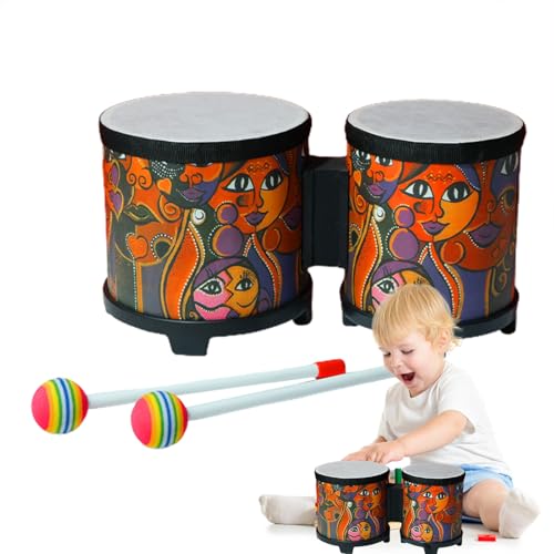 Bongo-Trommel-Set – Kinder-Handtrommel-Instrument Mit 2 Bunten Trommelstöcken, Percussion-Trommel-Spielzeug, Schlaginstrument Für Anfänger von Generisch
