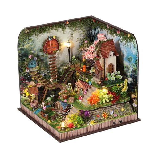 Book Nook Kit – Puppenhaus Häuser, Miniatur Haus Selber Bauen Für Erwachsen Mit LED-Licht Und Musikwerk (4 Lieder Umschaltbar), 3D Holz Puzzle & Buchstütze – Bücherregal Deko & Geschenk von Generisch