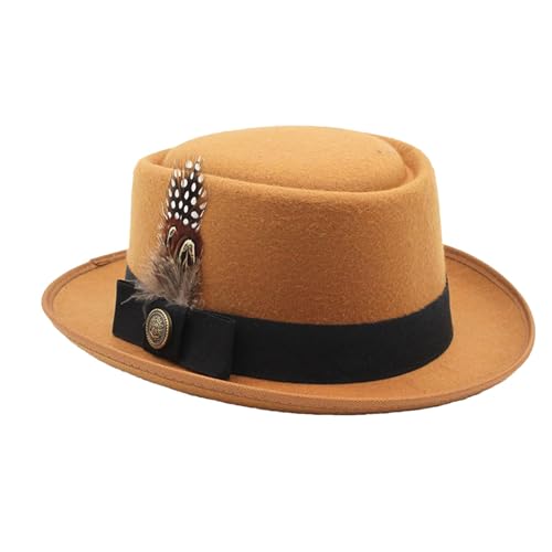 Bowler Hut für Erwachsene - Kleine Krempe Bowler Hut | Stilvolle Hüte für Damen und Herren | Oktoberfest Outfits Damen | Oktoberfest Kostüm Accessoires mit Federn | Volksfeste Hut für Erwachsene von Generisch