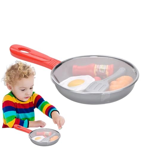 Bratpfannenspielzeug, Spielküchenpfanne - Kinder spielen Essensspielzeug | Rollenspielset-Zubehör mit Pfannen, Utensilien, Kochgeschirr, Lebensmitteln, Lerngeschenk für Kinder, Mädchen und ab 3 Jahren von Generisch