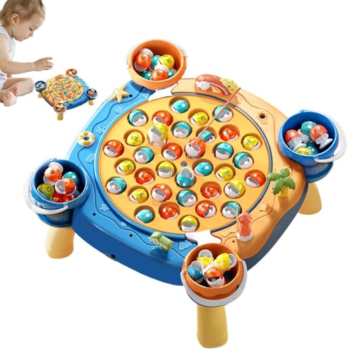 Brettspiel, Fischereispiel, Rotierende Fischaktivitätsbrett, Magnetisches Fischereispiel mit Musik lustigem Bildungsspielzeug für Kinder und Kleinkindjungen Mädchen im Alter von 3 bis 5 Jahren von Generisch