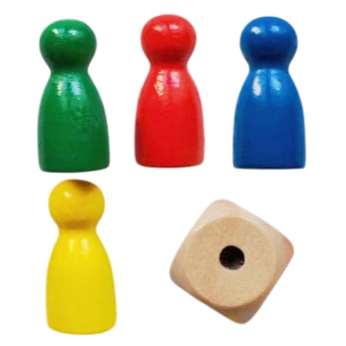 Brettspiel Figuren Set - Multicolor Holzbauern Mit Würfel Für Brettspiel | Tragbare Spielsteine Komponenten Für Checkers Klassische Gesellschaftsspiele Nützliches Zubehör Für Markierung Unterhaltung Z von Generisch