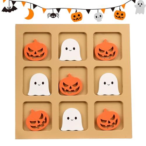 Brettspiele Für Die Familie,Strategisches Holz XO Schachspiel - Halloween Reiseschach Spielzeug Für Schule Nacht Abendessen Genuss Zu Hause Auto Camping Und Flugzeug von Generisch