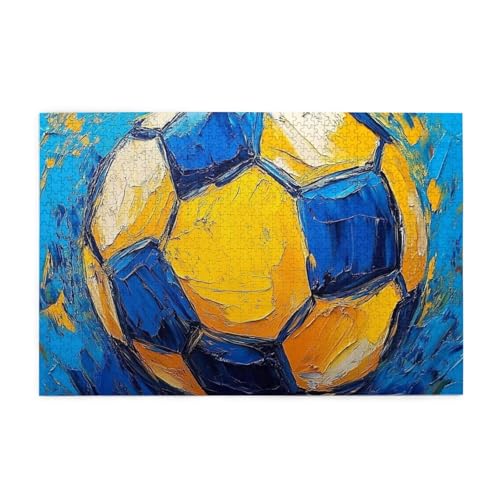 Bright Football Ball Painting 1000 Piece Jigsaw Puzzles For Adults Wooden Puzzles For Adults Gifts Home Decor von Generisch