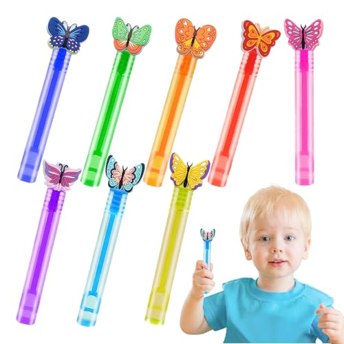 Bubble -Zauberstäbe für Kinder, Bubbles Party Gefälligkeiten | 8 Stücke Cartoon Butterfly Bubble Stick Tube | Foto Requisiten Klassenzimmer Preise Kinderbadezeit Spielzeug für Mädchen, Geburtstag, Ho von Generisch