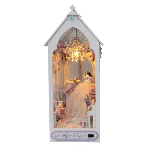 Buch Nook, Buch Nook Decor - Dekorative Haus Buchnook,Tiny House Book Nook Model mit LED -Licht, 3D -Holzpuzzletuch für Wohnzimmer Buch Nook, Buch Nook Decor - Dekorative Haus Buchnook,Tiny House Book Nook Model mit LED -Licht, 3D -Holzpuzzletuch für Wohnzimmer von Generisch