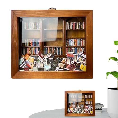 Bücherregal-Fidget, Holz Miniatur-Bücherregal Shake Fidget, Kleines Bücherregal-Schüttelspielzeug, Stressabbau Bücherregal Spielzeug, Schreibtischdekoration für Zuhause, Reisen von Generisch