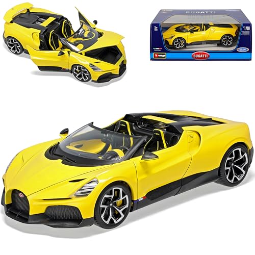 Bugatti Mistral W16 Cabrio Gelb Ab 2023 1/18 Burago Modell Auto von Generisch