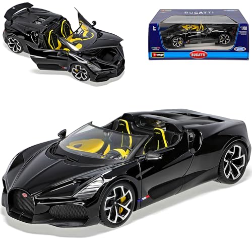 Bugatti Mistral W16 Cabrio Schwarz Ab 2023 1/18 Burago Modell Auto von Generisch