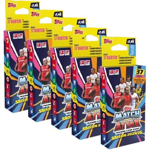 Bundesliga Sammelkarten 2025/26 | 5X Eco Packs | Mega-Bundle mit je 39 Karten inkl. Limited Editions | Fußball Trading Cards Sammelset Bundesliga Sammelkarten 2025/26 | 5X Eco Packs | Mega-Bundle mit je 39 Karten inkl. Limited Editions | Fußball Trading Cards Sammelset von Generisch