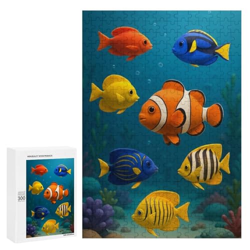 Bunte Fische schwimmen anmutig unter Wasser. 300 Teile, klassisches Holzpuzzle für Erwachsene Bunte Fische schwimmen anmutig unter Wasser. 300 Teile, klassisches Holzpuzzle für Erwachsene von Generisch