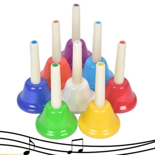 Bunte Handglocken mit 8 Noten, diatonische Handglocken, pädagogische Musik-Percussion-Instrumente für Familienfeier, Musikunterricht, Lernen von Generisch