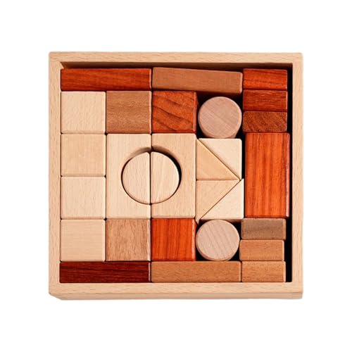 Bunte Holzblöcke - Stapelstapelspielzeug für Kinder | Premiumholz mit glattem, Lernspielzeug für frühkindliche Bildung, kreatives Spiel und kognitive 6.69x6.69x1.3 in Ermutigt kreatives Spiel: Kinder von Generisch