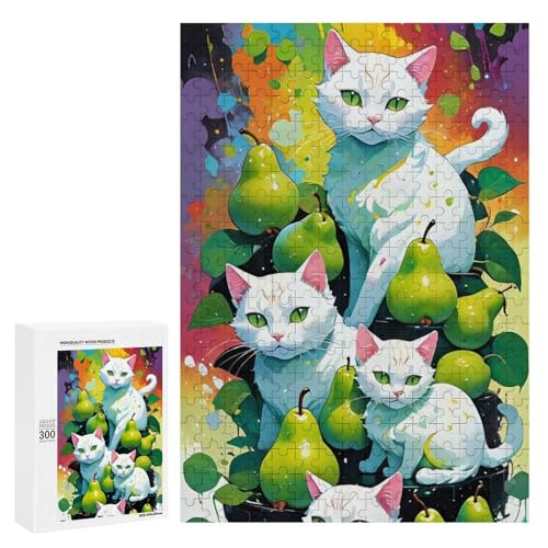 Bunte Katzen umgeben von Birnen in einem lebendigen Gemälde. Klassisches Holzpuzzle für Erwachsene mit 300 Teilen Bunte Katzen umgeben von Birnen in einem lebendigen Gemälde. Klassisches Holzpuzzle für Erwachsene mit 300 Teilen von Generisch