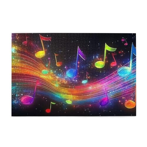 Bunte Note, Musik, 1000-teiliges Puzzle für Erwachsene, Holzpuzzles für Erwachsene, Geschenke, Heimdekoration von Generisch