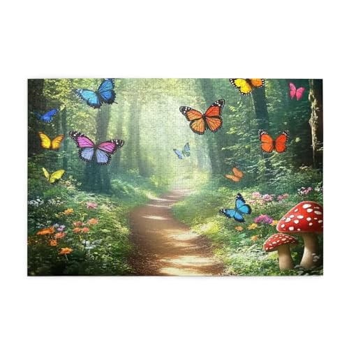 Bunte Schmetterlinge mit rotem Pilzwald, 1000 Teile, Puzzle für Erwachsene, Holzpuzzles für Erwachsene, Geschenke, Heimdekoration Bunte Schmetterlinge mit rotem Pilzwald, 1000 Teile, Puzzle für Erwachsene, Holzpuzzles für Erwachsene, Geschenke, Heimdekoration von Generisch