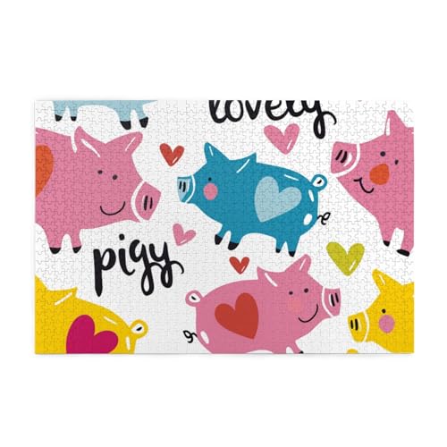 Buntes Schwein, 1000-teiliges Puzzle für Erwachsene, Holzpuzzles für Erwachsene, Geschenke, Heimdekoration Buntes Schwein, 1000-teiliges Puzzle für Erwachsene, Holzpuzzles für Erwachsene, Geschenke, Heimdekoration von Generisch