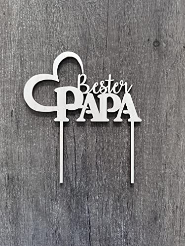 CAKE TOPPER Bester Papa Holz Kuchenstecker Stecker Vatertag Vater Vati Torte Kuchen Deko Tortenstecker von Generisch