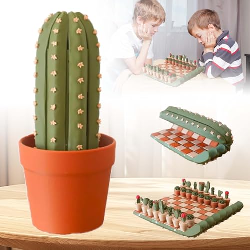CactiChess – Rollbares Kaktus-Schachspiel, 3D-gedrucktes 32-teiliges Kaktus-Schachbrett-Set, magnetisches Klappschachbrett, lustiges Schachgeschenk für Pflanzenliebhaber (1pcs) von Generisch