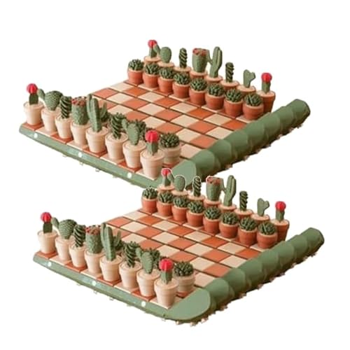 Cactichess - Fortschrittliches Aufrollbares Kaktus-Schachspiel, 3D-Gedrucktes 32-Teiliges Kaktus-Schachbrett-Set, Schachspiele Mit Saftigem Kaktus-Thema Als Geschenk, Geeignet for Pflanzenliebhaber(2 von Generisch