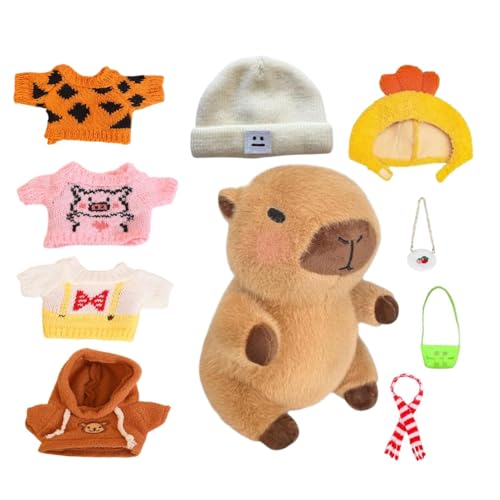 Capibara-Spielzeug-Kleidung – Plüschtier mit Kleidung | Verkleiden Sie die gefüllten Capybara-Plüschtiere | Verkleiden Sie die gefüllten Capybara-Plüschtiere | Niedliches Plüschtier Capibara mit 10 von Generisch