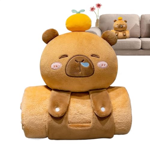 Capybara Decke, niedlich, weich, tragbar, Capybara-Form, Kinder-Schlafmatte, Mehrzweck-Bettüberwurf, Reisekissen von Generisch