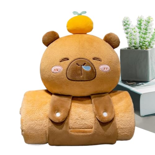 Capybara-Decke, niedlich, weich, tragbar, Capybara-Form, Kinder-Schlafmatte, Tagesbettwäsche, bequemer Schal für Geburtstagsfeiern, Familienfeiern von Generisch