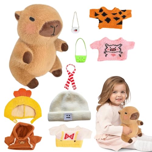 Capybara Dress Up Plushes - Capybara Plüschtier Plüschtier - weiches Plüschtier Capybara zum Geburtstag Weihnachten Strümpfe Pimboli Plüschtier von Generisch