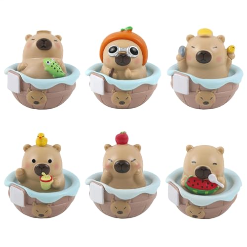 Capybara-Figur, Puppenfigur, Capybara-Spielset, Basteln, 6 x Modell-Tierfiguren, Schreibtisch-Dekoration, Sammlung, Heimdekoration für , Mädchen Capybara-Figur, Puppenfigur, Capybara-Spielset, Basteln, 6 x Modell-Tierfiguren, Schreibtisch-Dekoration, Sammlung, Heimdekoration für , Mädchen von Generisch