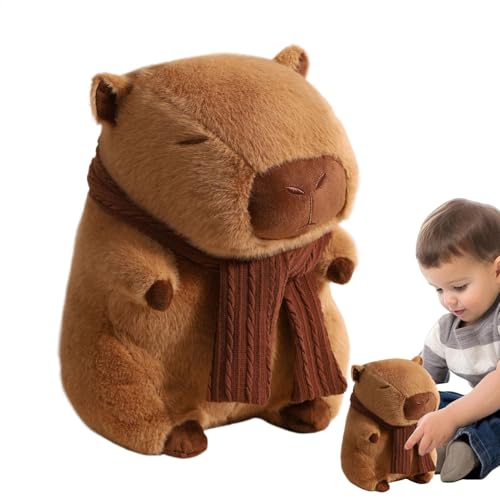 Capybara Kuscheltier, Capybara Plüschtier, Plüschfigur Spielzeug, Kuschelige Stofftierpuppe, Bezauberndes Cartoon-Heimstofftier Mit Schal Für Schlafzimmer, Spielzeug Stofftier Geschenk Für Kinder von Generisch