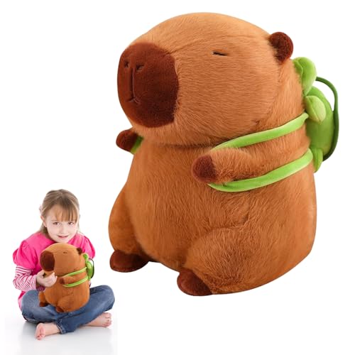 Capybara Kuscheltier, Superweiches Capybara Plüschtier mit abnehmbarem Schildkrötenrucksack, Niedliches Kuscheltier Capybara, Kinder, Freunde, Geburtstag & Weihnachten von Generisch