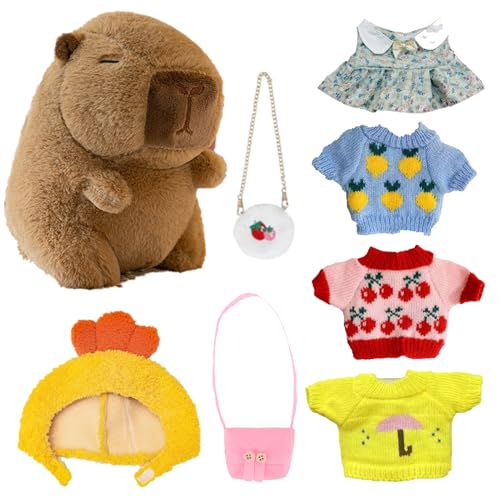 Capybara-Plüsch mit Kleidung, Capybara-Plüschtier | Niedliche Winter-Capybara-Puppe mit Kopfbedeckung,Niedliche Kuscheltiere zum Anziehen, Plüschtiere, Cartoon-Capybara-Stofftiere mit Outfits für Kind Capybara-Plüsch mit Kleidung, Capybara-Plüschtier | Niedliche Winter-Capybara-Puppe mit Kopfbedeckung,Niedliche Kuscheltiere zum Anziehen, Plüschtiere, Cartoon-Capybara-Stofftiere mit Outfits für Kind von Generisch