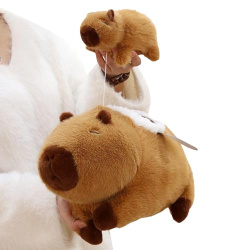 Capybara Plüschspielzeug, Capybara Stoffed Animal | Süße kuschelige Capybara Stoffed Figur mit Baby - Sensorisches weiches Spielzeug, hugbierbar beruhigend nach Hause stickig, tierisches Schlaftkissen von Generisch