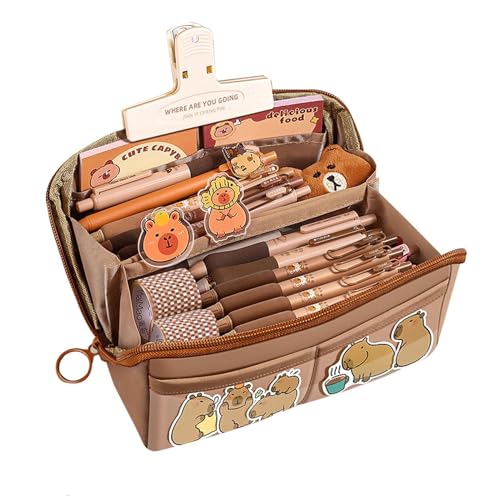 Capybara-Schreibset, Capybara-Federmäppchen, Geschenktasche, Lineal, Korrekturband In Rosa, Brosche, Clips, Gelstift, Notizblock, Textmarker, Aufkleber, Schlüsselanhänger von Generisch
