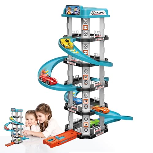 Car Parking Garage Toy, Assembly Vehicle Toy Track Ramp Game, ABS Preschool Car Race Toys Playset, Fun Interactive Children Boys and Girls, Educational Stacking Racing for Early Learning von Generisch