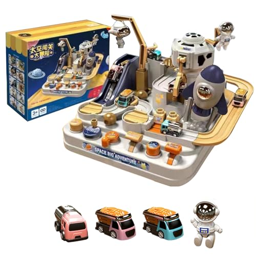 Car Spaces Abenteuerspielzeug – Fahrzeug-Labyrinth-Spielset, manueller Puzzle-Parcours | Interaktives Autorennabenteuer, fantasievolles Spielzeug zur Entwicklung der Motorik, lustiges Lernspiel für Kl von Generisch