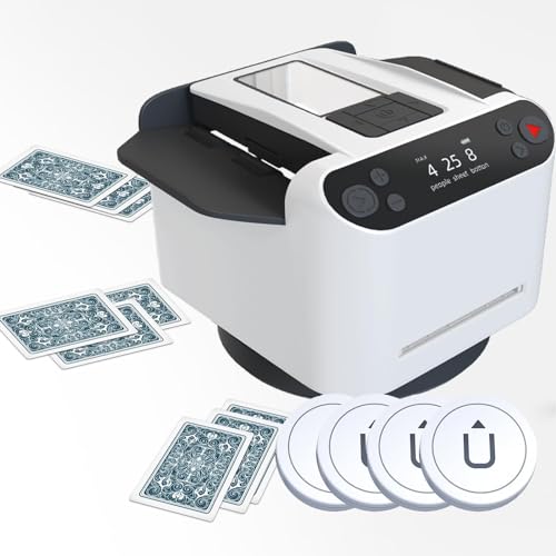 Card Dealer & Shuffler Machine, 2-in-1 360° Rotierende Smart Automatik Universal Tischzubehör für Poker, UNO, Blackjack, Texas Hold'em von Generisch