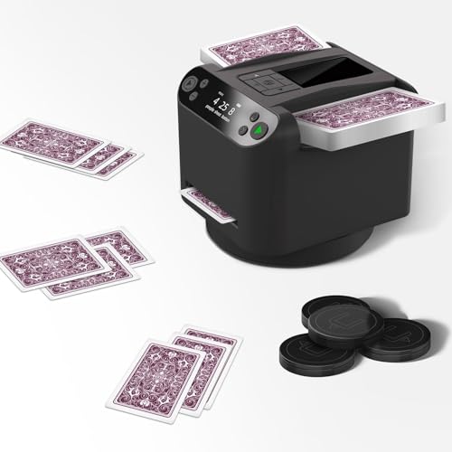 Card Dealer & Shuffler Machine, 2-in-1 360° Rotierende Smart Automatik Universal Tischzubehör für Poker, UNO, Blackjack, Texas Hold'em von Generisch