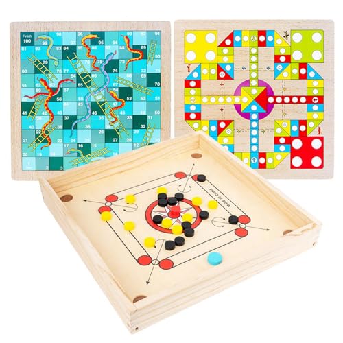 Carroms Game, Wooden Classic Strike Game, Coin-Included Set, 30.8cm/12.12inches, Portable Outside, Family Fun, Smooth Carroms Board for Indoor Entertainment von Generisch