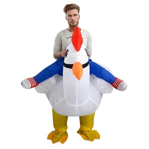 Cartoon-Aktivität für Erwachsene, weißes Huhn, aufblasbare Puppe, Show, Partykleidung (Weiß, Einheitsgröße) von Generisch