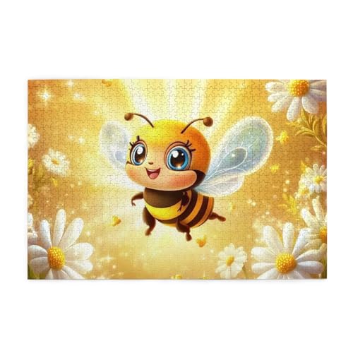 Cartoon Bienen und Sonnenblumen 1000 Teile Puzzle für Erwachsene Holzpuzzles für Erwachsene Geschenke Wohnkultur von Generisch