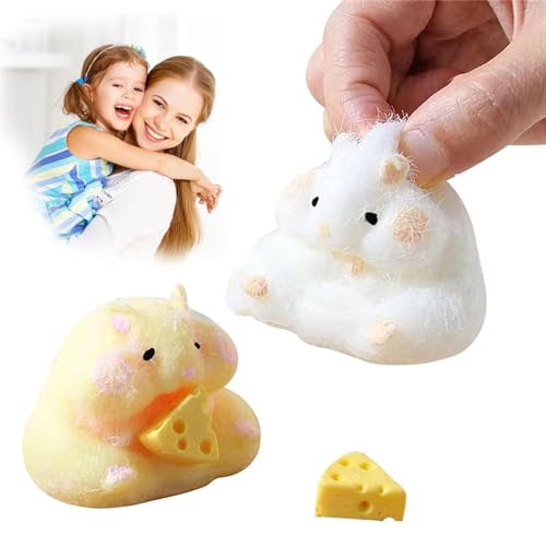 Cartoon Hamster Toy, Cartoon Hamster Squeeze Toy, Silikon Anti Stress Spielzeug, Squishy Fidget Spielzeug, Sensory Toys, Geschenke für Kinder ab 6 Jahren (White) von Generisch