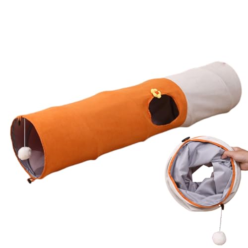 Cat Tunnel Toy, Foldable Play Tunnel with Hanging Ball, Scratch-Resistant Interactive Tent, Mental Enrichment and Training Tool, Perfect for Living Room Indoor Exercise Playtime Activity, Oxford Tuch von Generisch