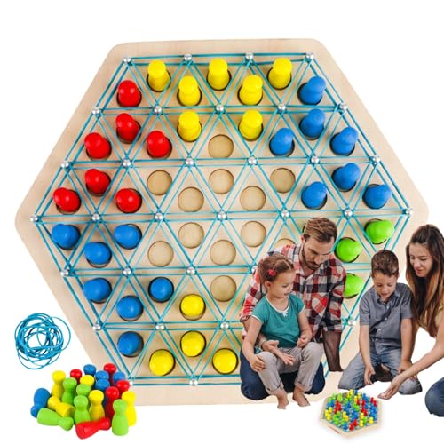Chain Triangle Chess Game, Family Board Games Kids, 7.87x8.86 Inch Portable & Safe Material, Trilateral Rubber Band Strategy Match for Kids, Children, Adults, and Families Playtime von Generisch
