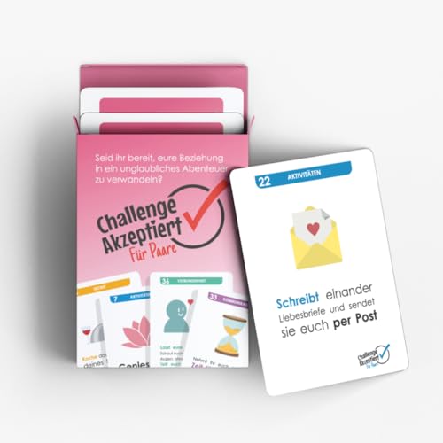 Challenge Akzeptiert - Spiel für Paare zu zweit - Geschenk für Paare, Frauen und Männer - Geschenk für Freundin und Freund zum Jahrestag, Valentinstag, Geburtstag, Weihnachten, Hochzeit Challenge Akzeptiert - Spiel für Paare zu zweit - Geschenk für Paare, Frauen und Männer - Geschenk für Freundin und Freund zum Jahrestag, Valentinstag, Geburtstag, Weihnachten, Hochzeit von Generisch