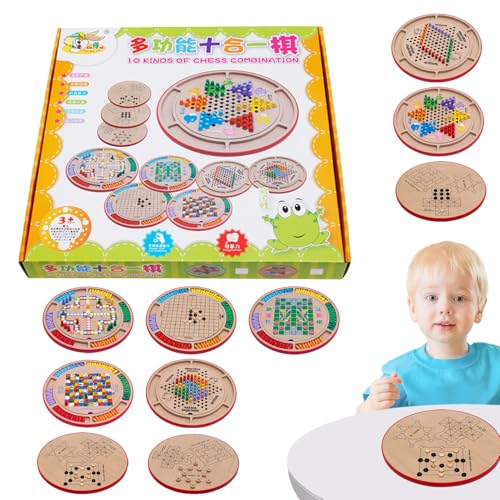 Checkers and Chess Brettspiel, Checkers Schachbrettspiel Set - Multifunktional 10-in-1-Schachbrett | Interaktive Kinder Spielen Set für Kinder Mädchen Frauen Männer Männer von Generisch