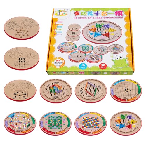 Checkers and Chess Brettspiel, Checkers Schachbrettspiel Set - Multifunktional 10-in-1-Schachbrett | Leichtes Bildungsspielzeug für Familienversammlungspartys für Heimreisen von Generisch
