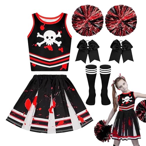 Cheerleader Kostüm Für Mädchen,Halloween Maskerade Veranstaltungskleidung - Blutverschmiertes Bühnenoutfit Für Themenpartys Und Geburtstage Cheerleader Kostüm Für Mädchen,Halloween Maskerade Veranstaltungskleidung - Blutverschmiertes Bühnenoutfit Für Themenpartys Und Geburtstage von Generisch